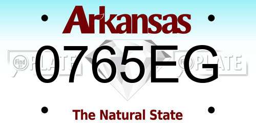 0765EG Arkansas License Plate