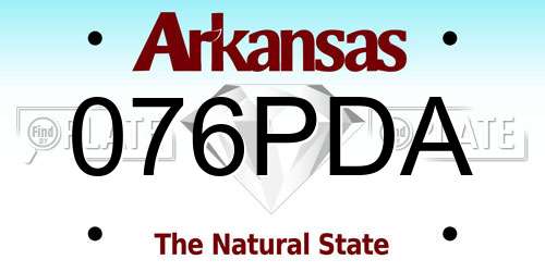 076PDA Arkansas License Plate