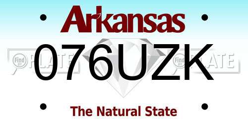 076UZK Arkansas License Plate