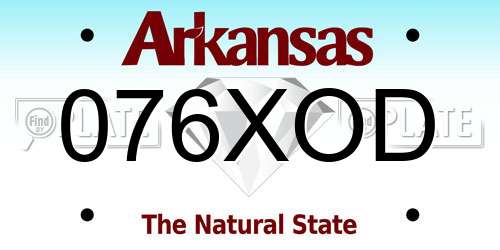 076XOD Arkansas License Plate