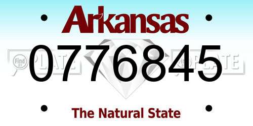 0776845 Arkansas License Plate