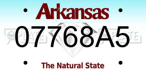 07768A5 Arkansas License Plate
