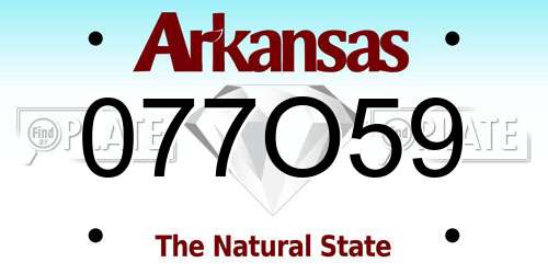 077O59 Arkansas License Plate