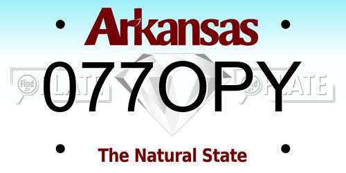 077OPY Arkansas License Plate