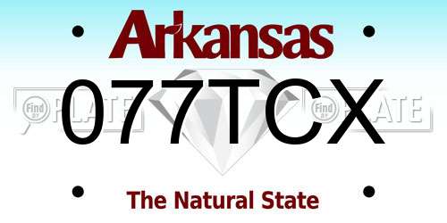 077TCX Arkansas License Plate