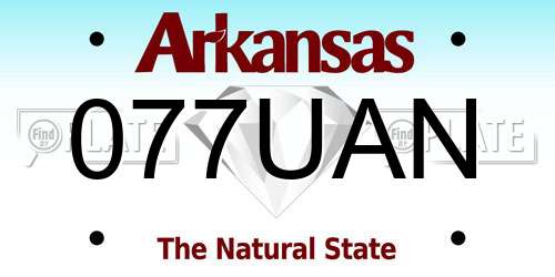 077UAN Arkansas License Plate