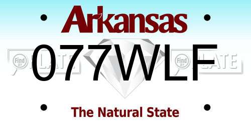 077WLF Arkansas License Plate