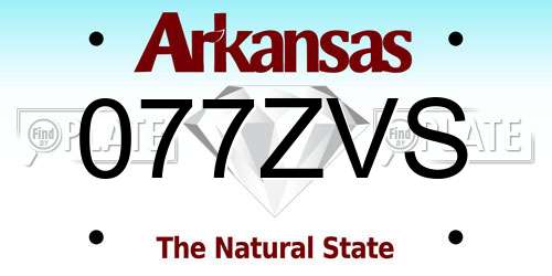 077ZVS Arkansas License Plate