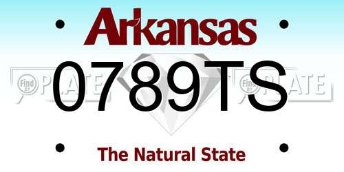 0789TS Arkansas License Plate