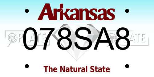 078SA8 Arkansas License Plate