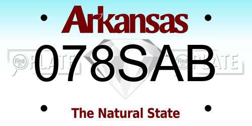 078SAB Arkansas License Plate