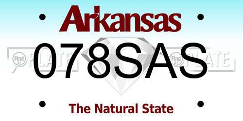 078SAS Arkansas License Plate