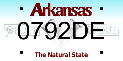 0792DE Arkansas License Plate