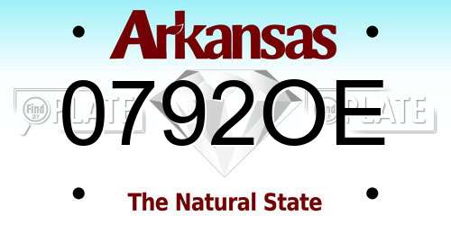 0792OE Arkansas License Plate