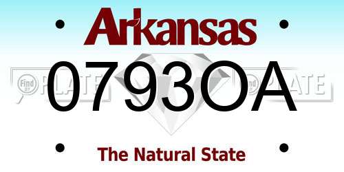 0793OA Arkansas License Plate