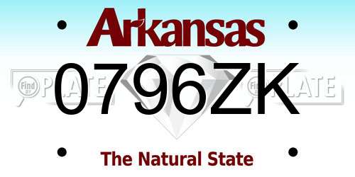 0796ZK Arkansas License Plate