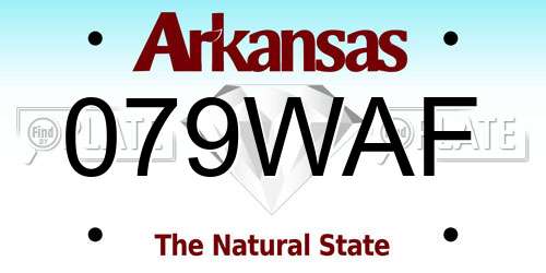 079WAF Arkansas License Plate