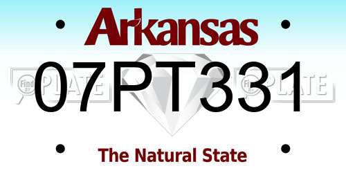 07PT331 Arkansas License Plate