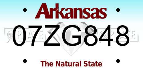 07ZG848 Arkansas License Plate