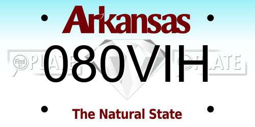080VIH Arkansas License Plate