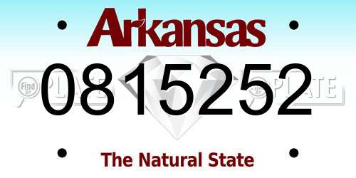 0815252 Arkansas License Plate