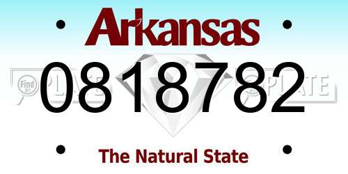 0818782 Arkansas License Plate
