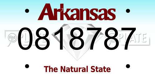 0818787 Arkansas License Plate
