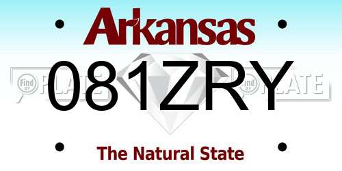 081ZRY Arkansas License Plate