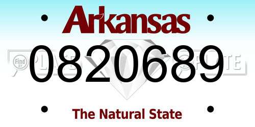 0820689 Arkansas License Plate