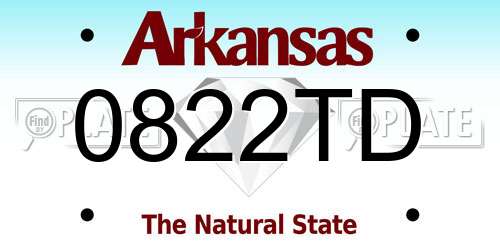 0822TD Arkansas License Plate