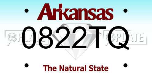 0822TQ Arkansas License Plate