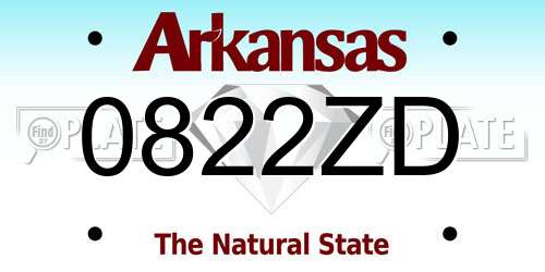 0822ZD Arkansas License Plate