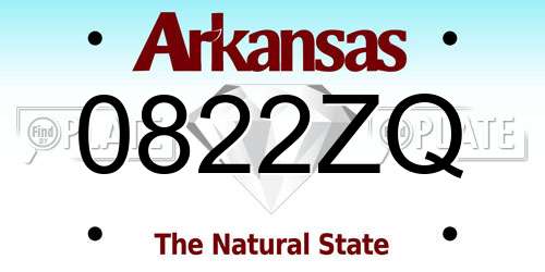 0822ZQ Arkansas License Plate