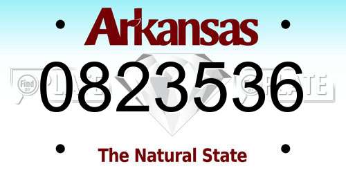 0823536 Arkansas License Plate