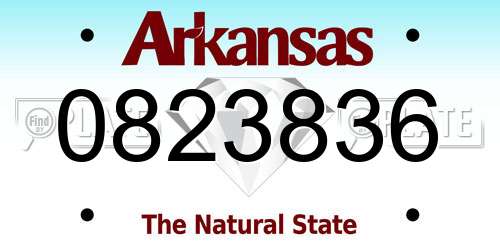 0823836 Arkansas License Plate