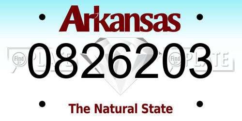 0826203 Arkansas License Plate