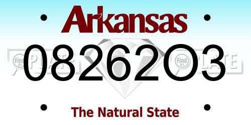 08262O3 Arkansas License Plate