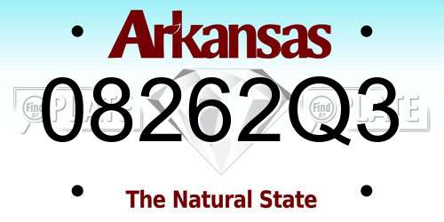 08262Q3 Arkansas License Plate