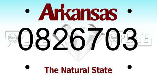 0826703 Arkansas License Plate