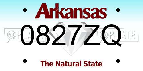 0827ZQ Arkansas License Plate