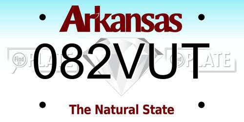 082VUT Arkansas License Plate