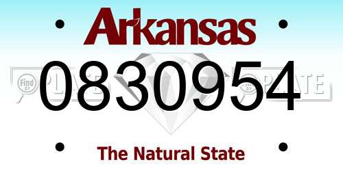 0830954 Arkansas License Plate