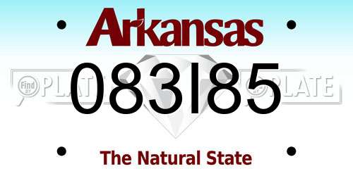 083I85 Arkansas License Plate