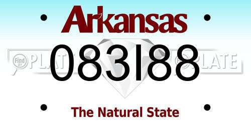 083I88 Arkansas License Plate