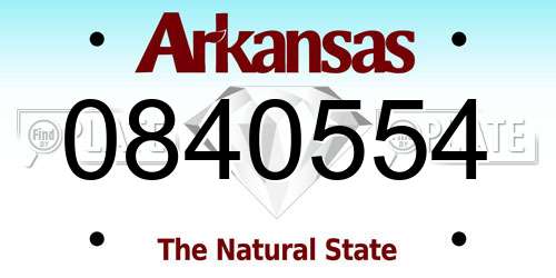 0840554 Arkansas License Plate