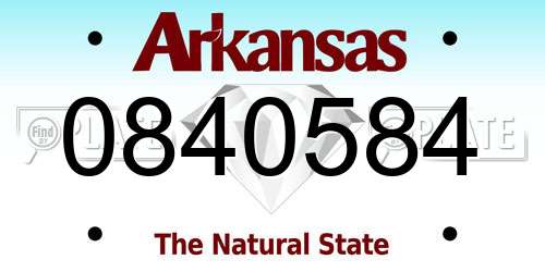 0840584 Arkansas License Plate