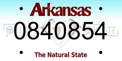 0840854 Arkansas License Plate