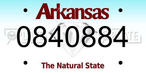 0840884 Arkansas License Plate