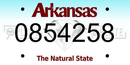 0854258 Arkansas License Plate