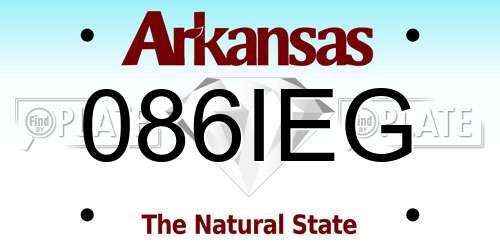 086IEG Arkansas License Plate